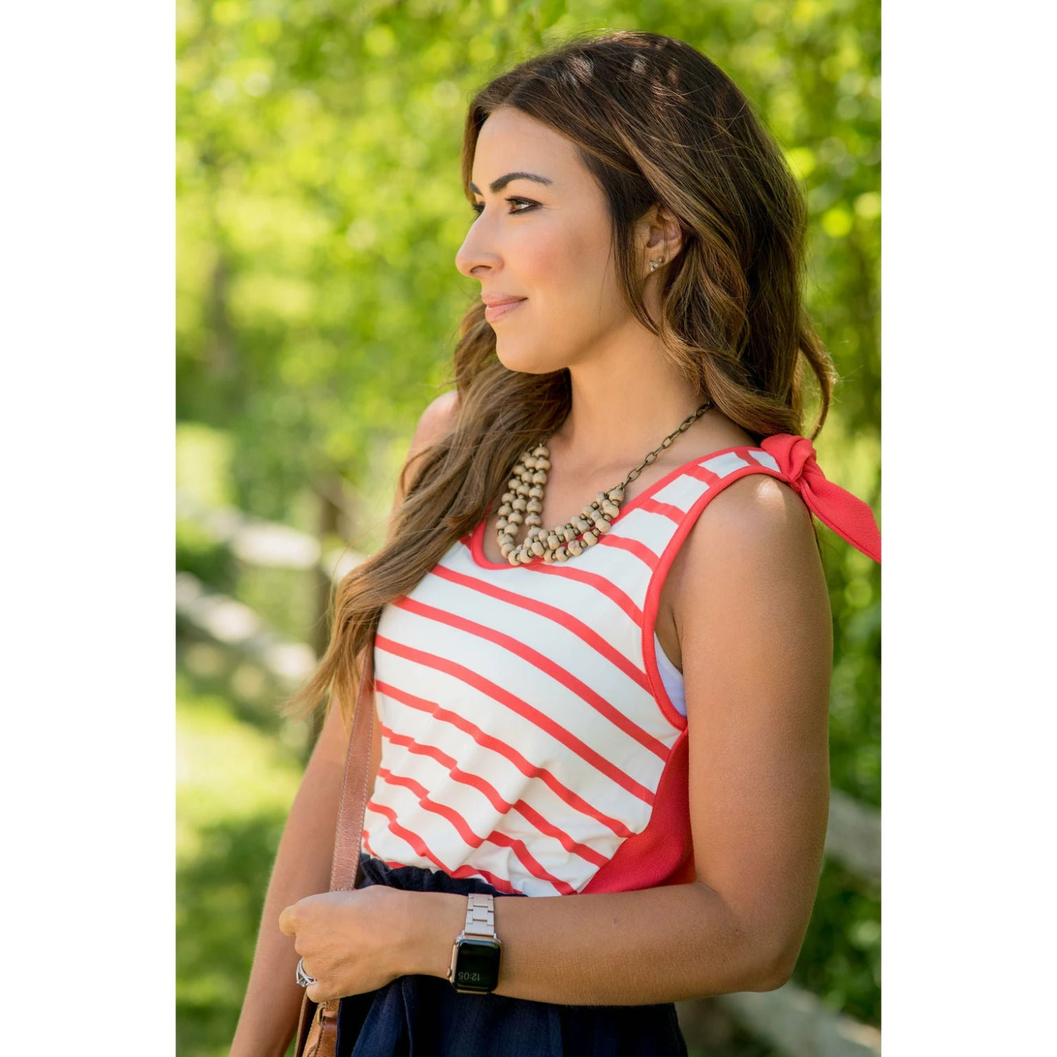 Striped Front Tie Top Tank 9 Striped Front Tie Top Tank - Image 9