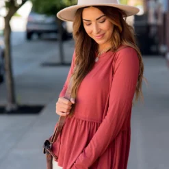 Peplum Long Sleeve Tee -Women's Clothing Store BB 4589 318613