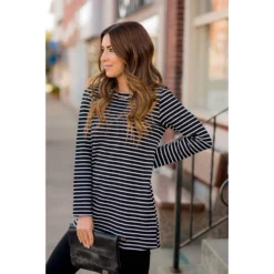 Long Sleeve Striped Tunic Tee -Women's Clothing Store BB 4592 6888a1f5 43b9 4970 9840 4d8ee1c79b4f