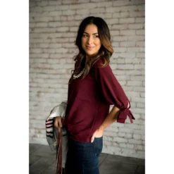 Bow Accent Blouse -Women's Clothing Store BB 4598 ee707d3f 970a 4b65 a564 9ef124a8e8ac