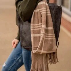 Plush Plaid Fringe Scarf