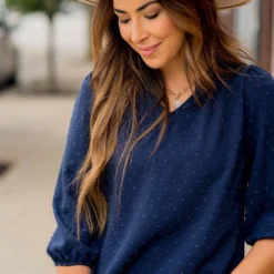 Mini Dot 3/4 Sleeve V Blouse -Women's Clothing Store BB 4615 606c3916 b810 41a3 baa1 22ca57512ae6 551766