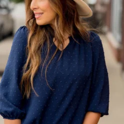 Mini Dot 3/4 Sleeve V Blouse -Women's Clothing Store BB 4617 5b7d1569 6988 47f0 8040 cfbb0c48df07 634642