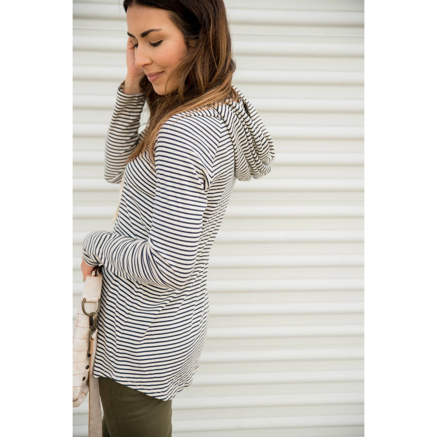 Striped Basic Hoodie 8 Striped Basic Hoodie - Image 8