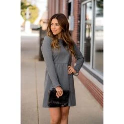 Cinched Ruffle Sleeve Sweatshirt Dress 23 Cinched Ruffle Sleeve Sweatshirt Dress -Women's Clothing Store BB 4635