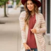 Thin Striped Cardigan-Cream