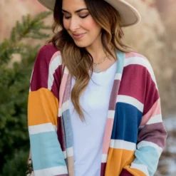 Color Blocked Mixed Stripe Cardigan -Women's Clothing Store BB 4660 a8761400 70a6 4e1c 81e4 7b9d42d5d2a8 493437