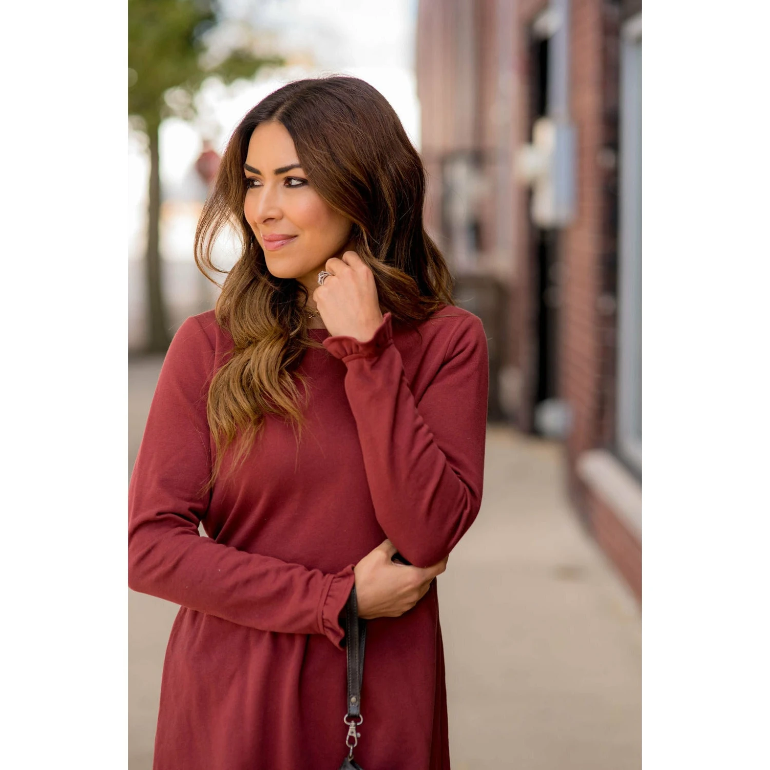 Cinched Ruffle Sleeve Sweatshirt Dress 10 Cinched Ruffle Sleeve Sweatshirt Dress - Image 10