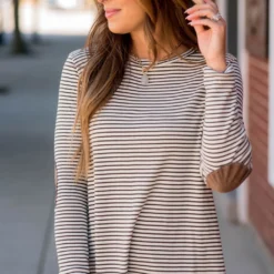 Striped Elbow Patch Long Sleeve Tee -Women's Clothing Store BB 4672 7c2c61ca dcd1 4c3b b747 1df3dc485faa 164933 311646