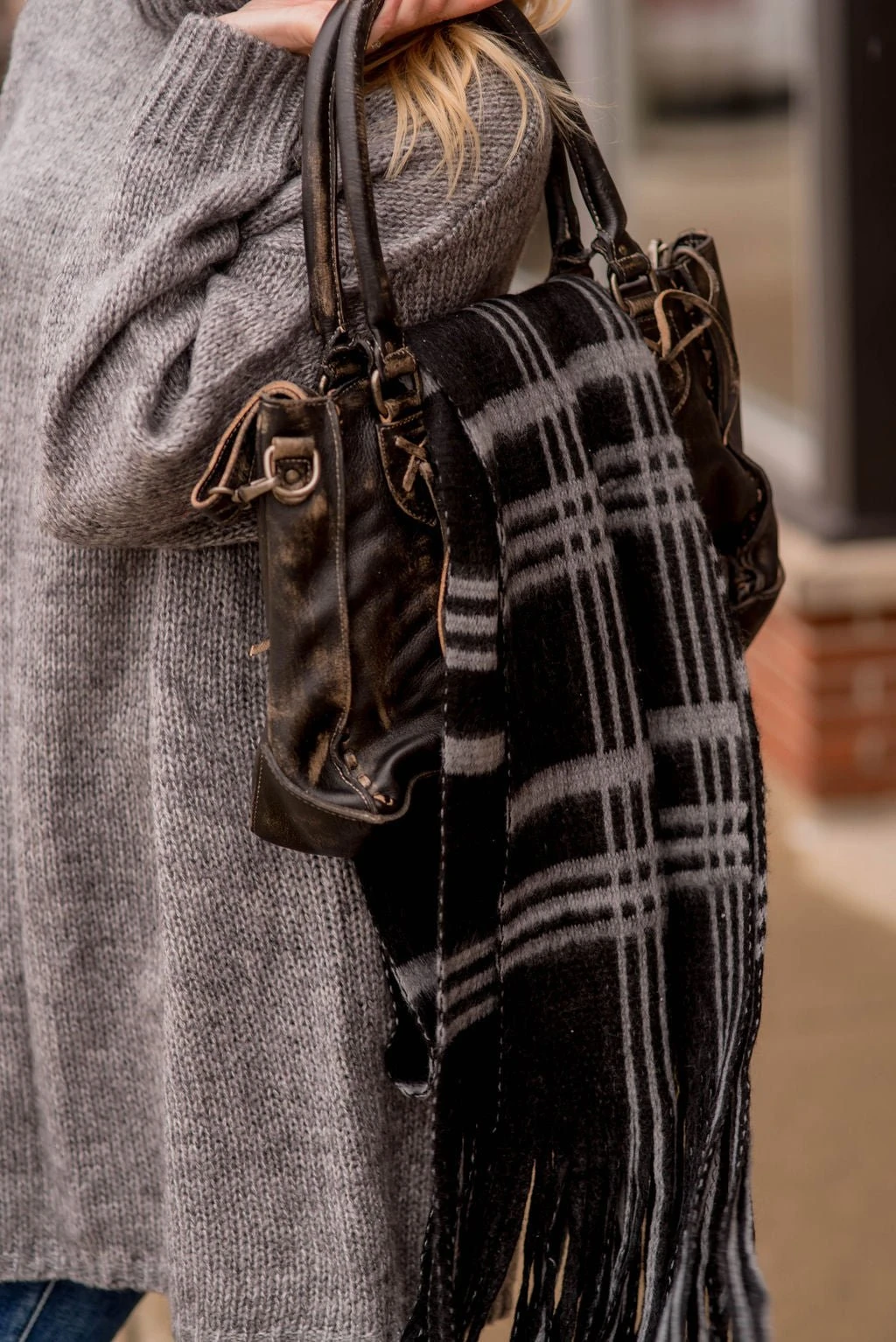 Plush Plaid Fringe Scarf 2 Plush Plaid Fringe Scarf - Image 2