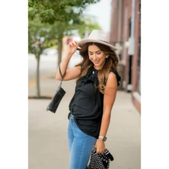 Dressy Bibbed Ruffle Sleeve Blouse -Women's Clothing Store BB 4703 51d6a81e 08f2 44ef 9465 8152c819d4b2