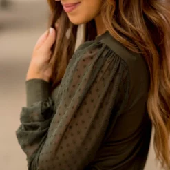 Swiss Dot Long Sleeve Blouse 27 Swiss Dot Long Sleeve Blouse -Women's Clothing Store BB 4727 372840