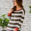 Wide Striped Two Color Sweatshirt