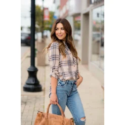 Rockin' Plaid Button Up 23 Rockin' Plaid Button Up -Women's Clothing Store BB 4765