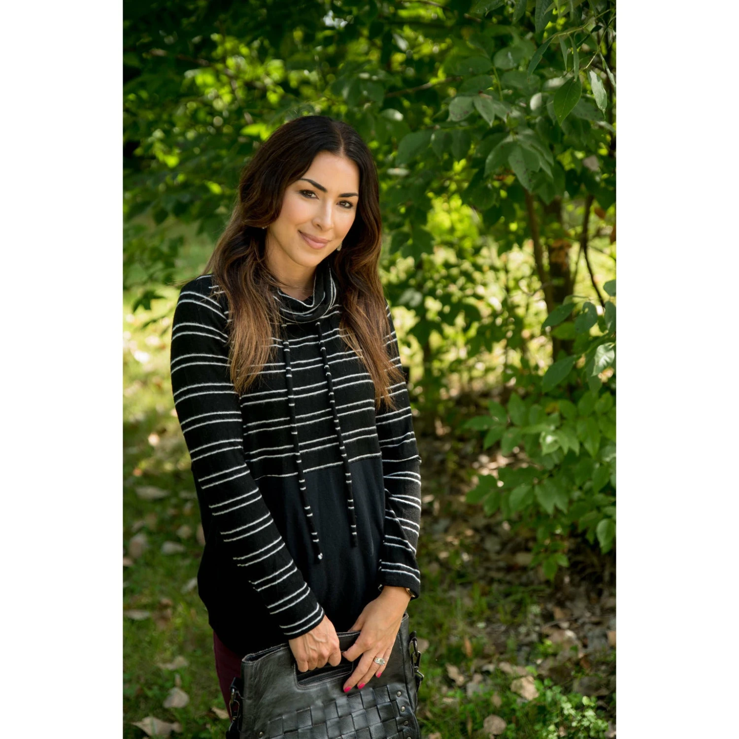 Striped Top Solid Bottom Cowl Neck 5 Striped Top Solid Bottom Cowl Neck - Image 5