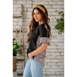 Textured Stripe Accent Tee 19 Textured Stripe Accent Tee -Women's Clothing Store BB 4782 96934373 aa10 4028 aefd 89c197440bd2