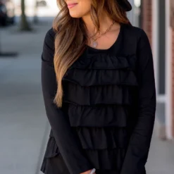 Ruffle Long Sleeve Tee -Women's Clothing Store BB 4792 cbb15b9c 9561 4f7b 9bab 9cbef52dd4b9 318574