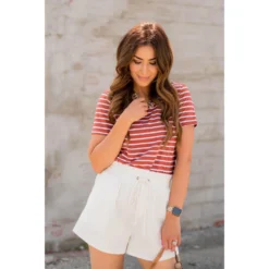 Striped Basic Shorts -Women's Clothing Store BB 4797 2ec3ab7f 780e 4642 87a3 99b18542f8dc