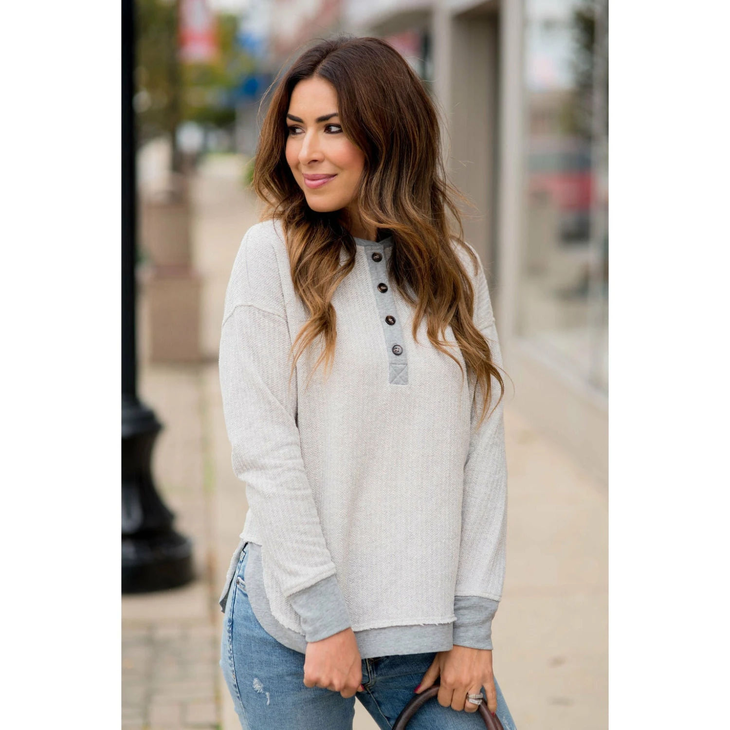 Mock Layered Button Thermal Sweatshirt 14 Mock Layered Button Thermal Sweatshirt - Image 14