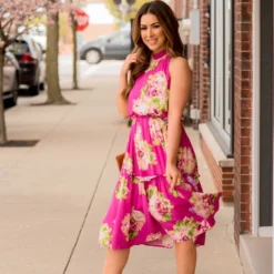 Bouquets Cinched Midi Dress -Women's Clothing Store BB 4826 85b2a517 40e1 4e7e a79a 2b8cd408e010 806169