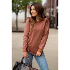 Posh Raw Ruffle Edged Crewneck 31 Posh Raw Ruffle Edged Crewneck -Women's Clothing Store BB 4837 1e747335 b9cc 49e0 85ca dd9f348af23a