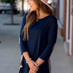 Striped Bottom Long Sleeve Tunic Tee -Women's Clothing Store BB 4837 706a5923 afdf 481a bd5d ac5691cd9400 811326