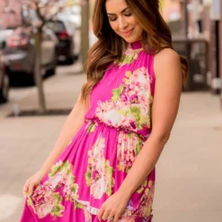 Bouquets Cinched Midi Dress