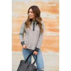 Mock Layered Button Thermal Sweatshirt 23 Mock Layered Button Thermal Sweatshirt -Women's Clothing Store BB 4840 e01712f1 aae7 4b0c a9e1 39b39ae50f85