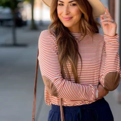 Striped Elbow Patch Long Sleeve Tee -Women's Clothing Store BB 4863 3cbb9ebc 1941 4c4a a663 2ddedaf21f16 103592 752584