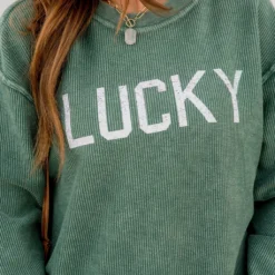 Lucky Ribbed Graphic Crewneck 11 Lucky Ribbed Graphic Crewneck -Women's Clothing Store BB 4878 00d385dd 228f 46d6 9c46 6df19b0fd7a4