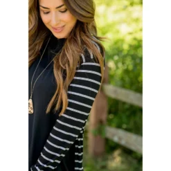 Triple Striped Pocket Tunic Cardigan 15 Triple Striped Pocket Tunic Cardigan -Women's Clothing Store BB 4885