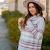 Touch Of Color Striped Cowl Neck Sweater