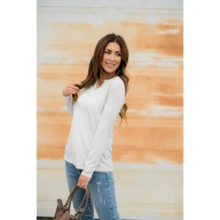 Raw Seamed Basic V-Neck Tee -Women's Clothing Store BB 4896 b31a75b9 7568 4362 8af7 3d344263c481