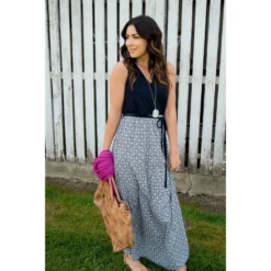 Navy Geo Bottom Maxi Dress