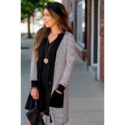 Thin Striped Solid Accent Tunic Cardigan -Women's Clothing Store BB 4901 74199f46 9fee 4b1c aea4 834b239d420f