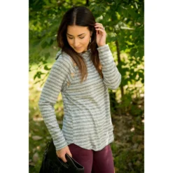 Micro Striped Hoodie -Women's Clothing Store BB 4928