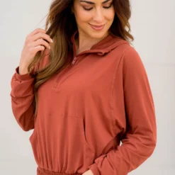 Quarter Zip Cinched Bottom Hoodie -Women's Clothing Store BB 4930 99727122 11c9 4ac8 9639 d5f169556d71 845621