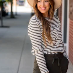 Striped Wildflower Ruffle Long Sleeve Tee -Women's Clothing Store BB 4952 5e73d283 d410 4f0f 97ff c63b085c02fe 844957