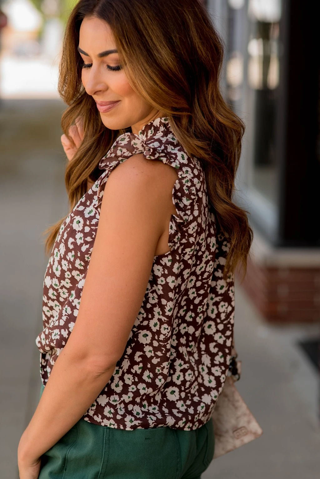 Scattered Blooms Flutter Trim V Blouse 14 Scattered Blooms Flutter Trim V Blouse - Image 14