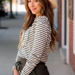 Striped Wildflower Ruffle Long Sleeve Tee -Women's Clothing Store BB 4962 86d580e0 ee0a 49ca bdaf 9deeaac1de52 579826