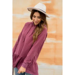 Vibrant Vintage Wash Micro Peplum Hoodie -Women's Clothing Store BB 4985 9daaa6fc e39a 457a b9be eceedf7432de