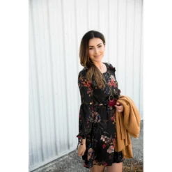 Floral Woven Dress -Women's Clothing Store BB 4986