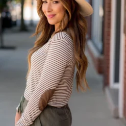 Striped Elbow Patch Long Sleeve Tee -Women's Clothing Store BB 4987 13610d28 afaa 4042 87b1 3b0d85d54946 161770 311403