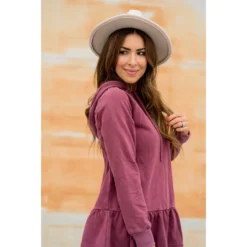 Vibrant Vintage Wash Micro Peplum Hoodie -Women's Clothing Store BB 4995