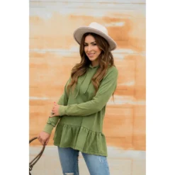 Vibrant Vintage Wash Micro Peplum Hoodie -Women's Clothing Store BB 4999 efbb02a3 283e 4e0d 8db7 bb9ca403e75e