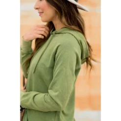 Vibrant Vintage Wash Micro Peplum Hoodie -Women's Clothing Store BB 5011