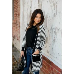 Striped Pocket Accent Cardigan -Women's Clothing Store BB 5013 fbe7ea8f 14d5 42c2 91c7 b590e2898d63