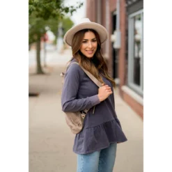 Vibrant Vintage Wash Micro Peplum Hoodie -Women's Clothing Store BB 5014 ddbadbfd 6120 4eee 9bd1 dc8e6476afdf