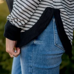 Striped Solid Trimmed Hoodie -Women's Clothing Store BB 5015 f3d8322d 4618 4a09 8a82 5c7b2a0620d8 811671