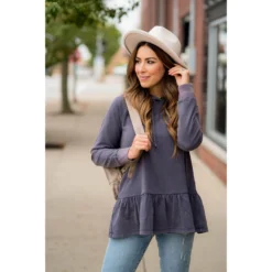 Vibrant Vintage Wash Micro Peplum Hoodie -Women's Clothing Store BB 5018 925aacd2 94ef 49f8 8953 19992b6a8ce2